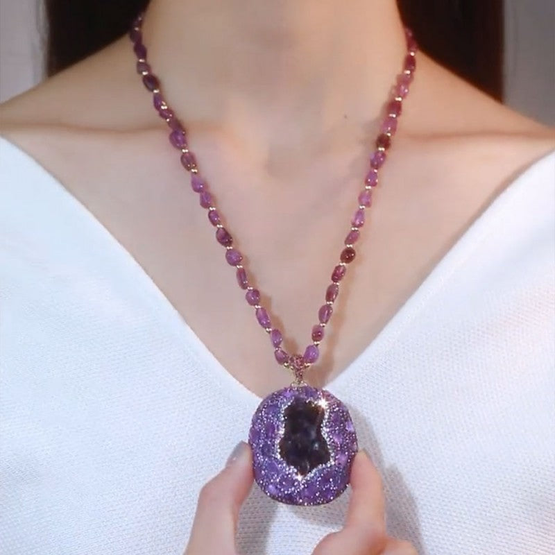 ✨Луксозно колие с естествен необработен аметист