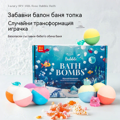 【12 броя 31 евро】💦🫧Комплект от 12 топчета сол за вана с форма на морски животни (60 г всяка) за деца.