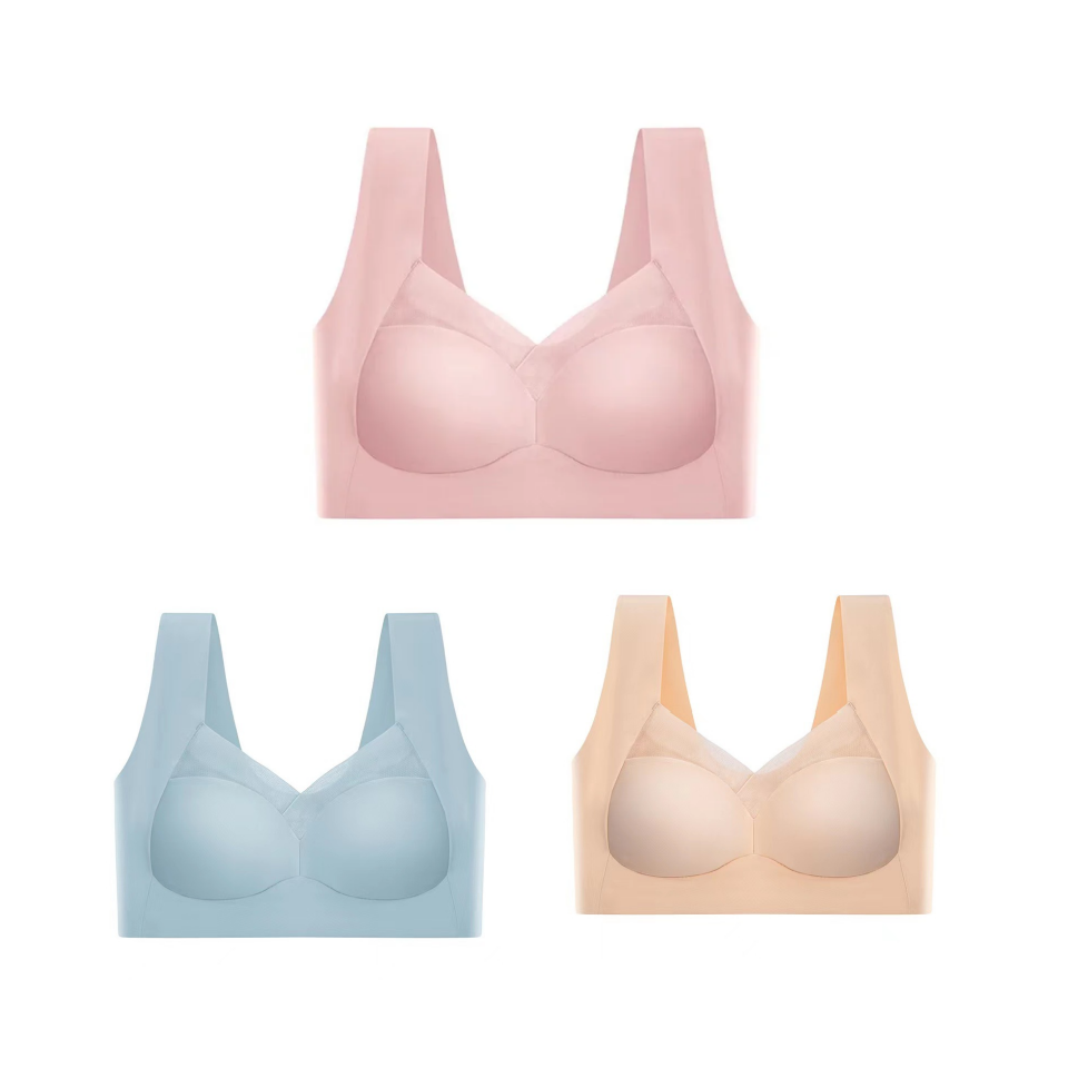 💥🌺【Купете един, вземете един безплатно】Леден копринен сутиен с лицеви опори, голям размер