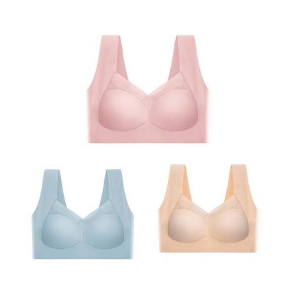 💥🌺【Купете един, вземете един безплатно】Леден копринен сутиен с лицеви опори, голям размер