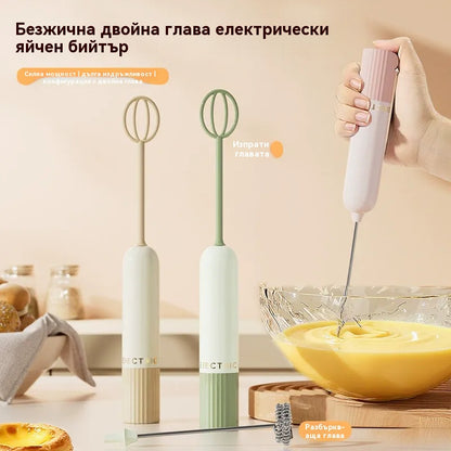 🥚 Безжичен мини ръчен блендер – Разбива яйца и разпенва мляко за секунди