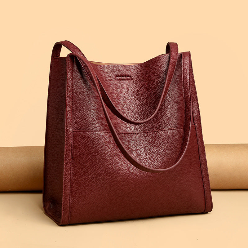 🔥【45% ОТСТЪПКА】👜Чанта за рамо от мека кожа с голям капацитет, едноцветна