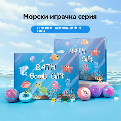 🌈🌈【12 броя 30 евро】Комплект от 12 топчета сол за вана във формата на морски животни (60 г всяка) за деца.
