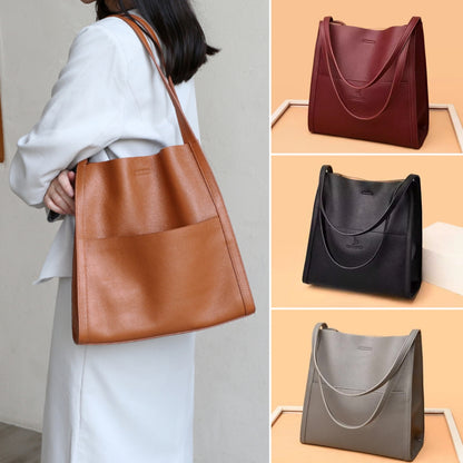 🔥【45% ОТСТЪПКА】👜Чанта за рамо от мека кожа с голям капацитет, едноцветна