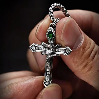 🔥【Купете 1, вземете 1 безплатно】✝️Сребърно колие със змийски кръст