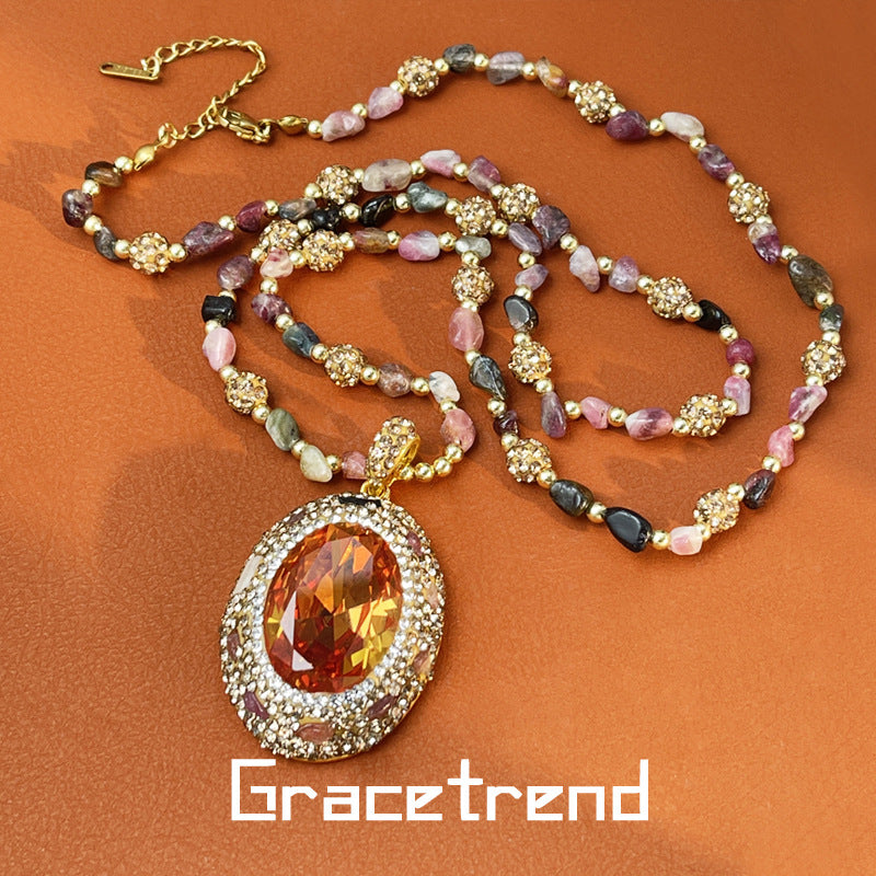 ✨🧡【Горещи продажби】Луксозно колие с естествен необработен аметист