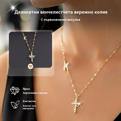 ✨✝️ Персонализируемо колие с кристали и кръстове – елегантно и уникално 🔤💎