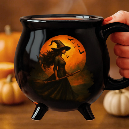 🧙‍♀️🎃🔥Уникален и креативен дизайн: чаша с форма на вещическо казанче, инкрустирана със скъпоценни камъни.
