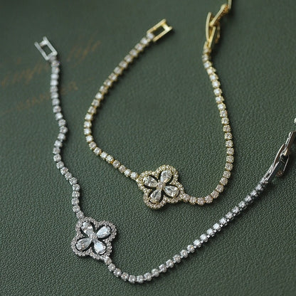 ✨Супер блестяща куха гривна с четирилистна детелина, луксозна и нишова изящна гривна с пълен диамант