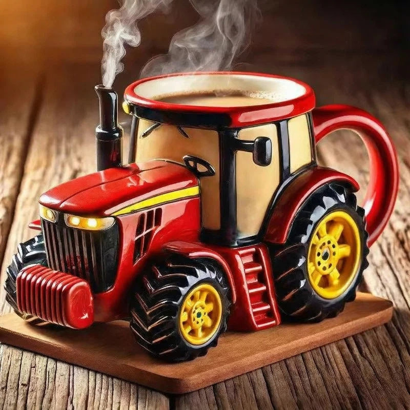 🚜☕ Чаша със селскостопанска техника във формата на ретро трактор