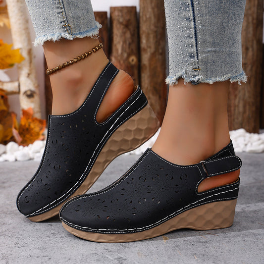 👡👡【36-43】Нови стилни, ажурни, удобни сандали с клиновиден ток