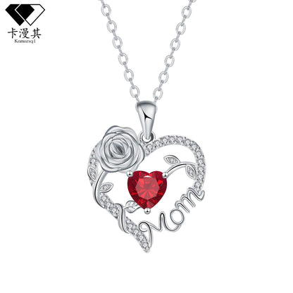 ✨Елегантно колие с висулка във формата на сърце с роза