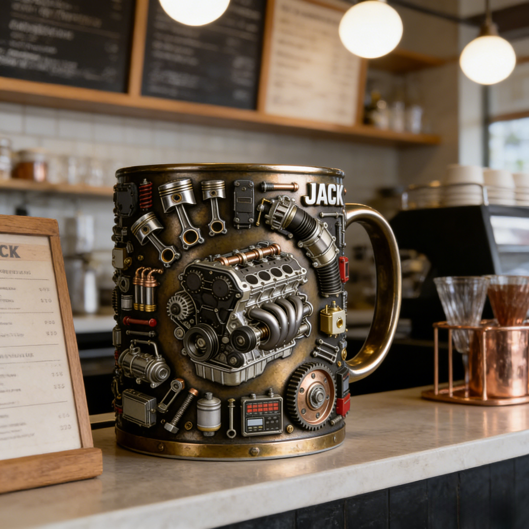 ☕Чаша с дизайн на двигател - перфектният подарък за всеки, който обича креативни дизайни на чаши.