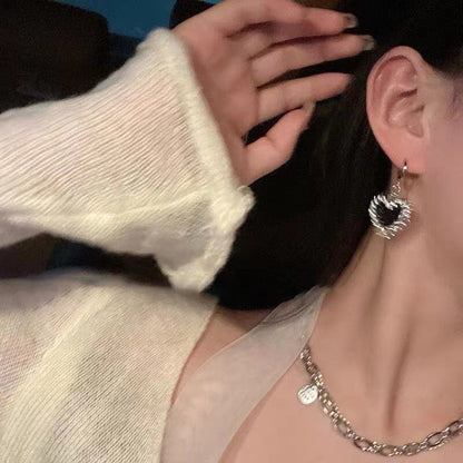 💗💗Ретро колие със сърце от черна мозайка за жени