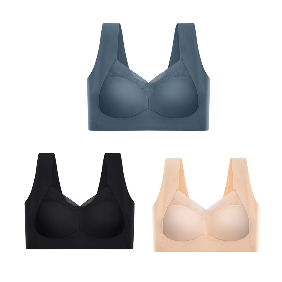 💥🌺【Купете един, вземете един безплатно】Леден копринен сутиен с лицеви опори, голям размер