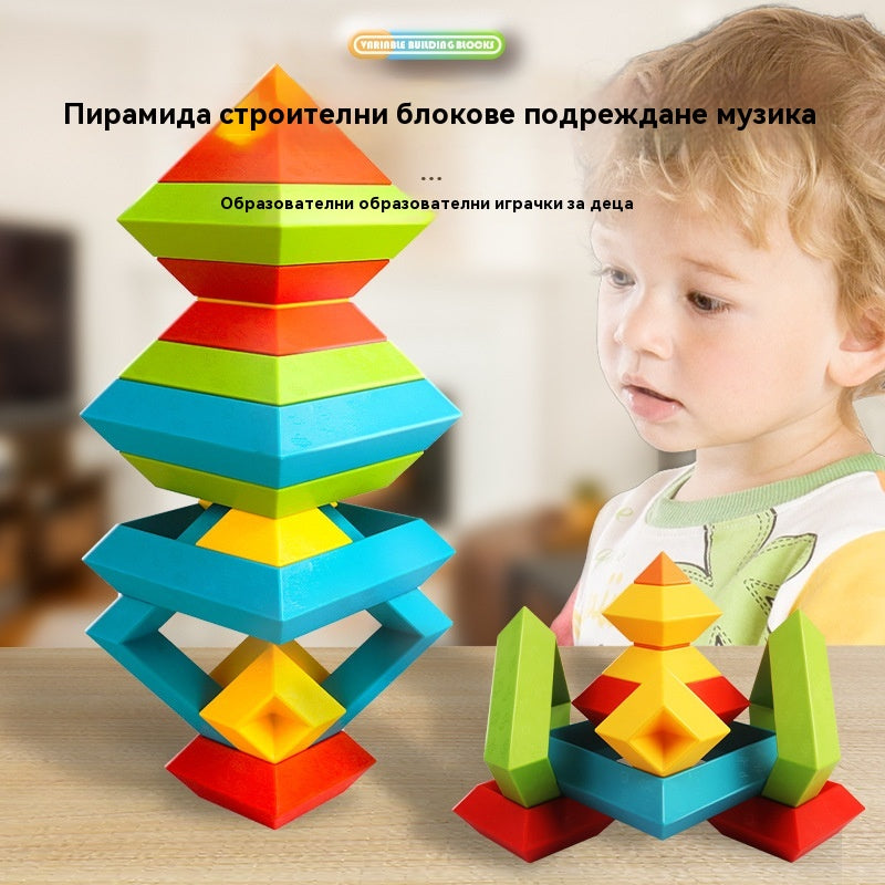 🧩Пирамидална строителна блокче Магическа кула Многофункционална играчка за сглобяване на частици