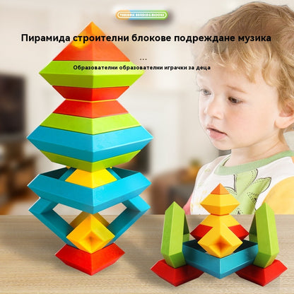 🧩Пирамидална строителна блокче Магическа кула Многофункционална играчка за сглобяване на частици