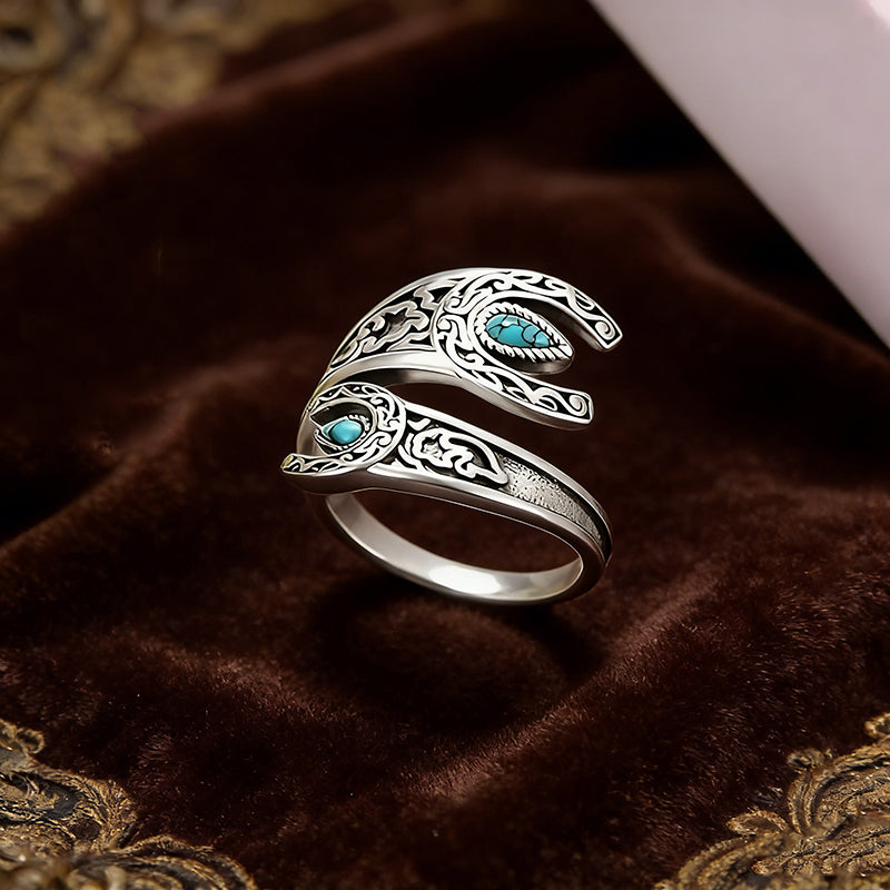 🌙Винтидж пръстен с тюркоаз и лунна светлина 💍 Дизайн с капковидна обковка от сребро 925 ✨ Регулируем отвор, подходящ за всички размери пръстени