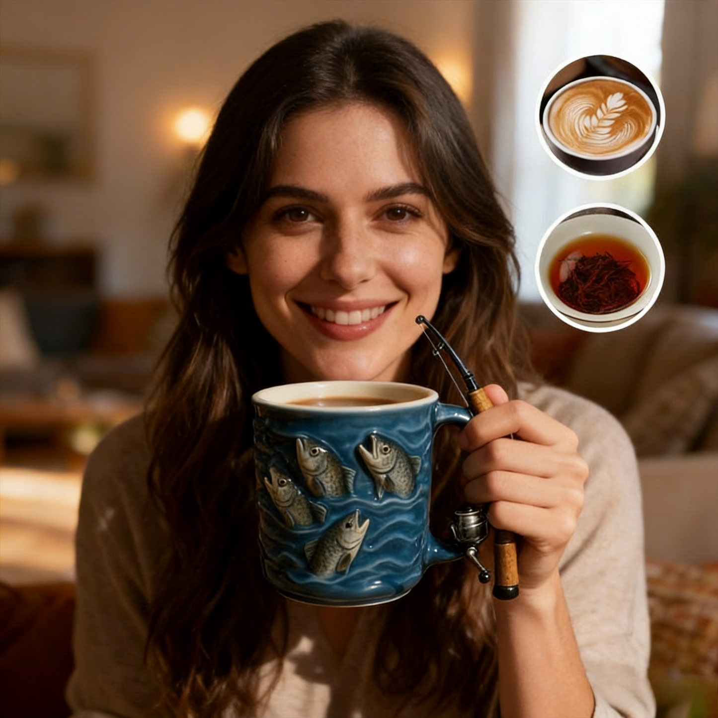 🎣☕Нова чаша за риболов Креативна чаша, изработена от смола, специално проектирана за любителите на риболова.
