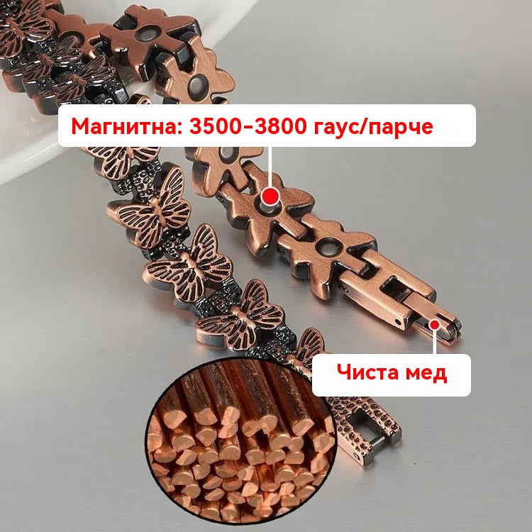 🦋✨ 【Купете 1, вземете 1 безплатно】Регулируема магнитна гривна с медна пеперуда. Елегантна, удобна и перфектна за всеки повод 💖