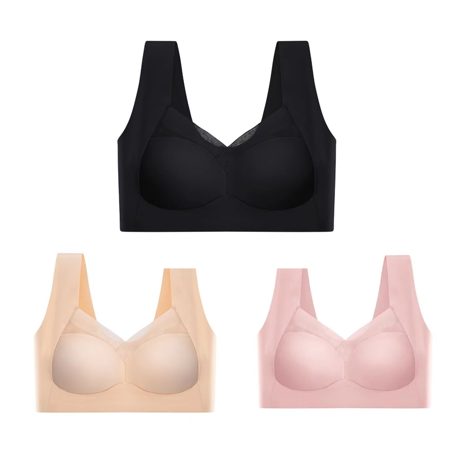 💥🌺【Купете един, вземете един безплатно】Леден копринен сутиен с лицеви опори, голям размер