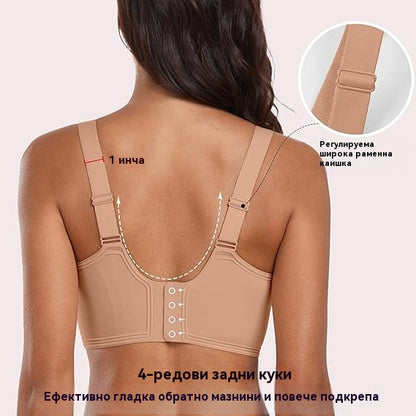 【4 артикула】【S-5XL】Секси сутиен с повдигащ механизъм без банели и големи размери