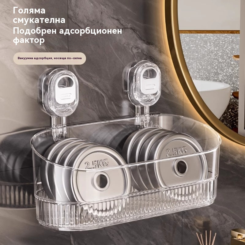 🍽️🧺【50% отстъпка】🔥🔥Стенна стойка с вендуза без пробиване за кухня и баня