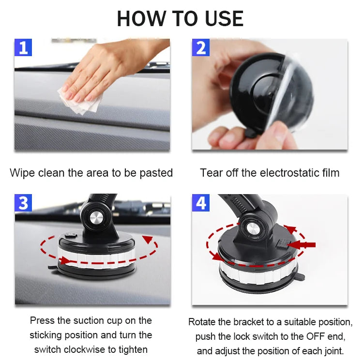 🚗Многофункционална поставка за телефон за кола, издържа до 5 кг!