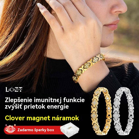 Магнитна гривна Clover Diamond - Открийте тайната си за облекчаване на стреса, магнитно подобряване на благосъстоянието