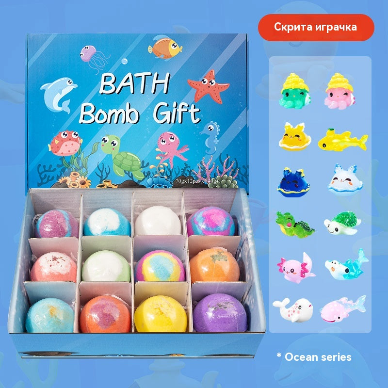 🌈🌈【12 броя 30 евро】Комплект от 12 топчета сол за вана във формата на морски животни (60 г всяка) за деца.