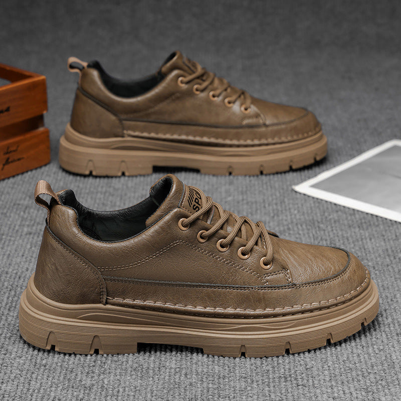 Férfi alkalmi bőr sportcipő – alacsony szárú, lapos kialakítás, csúszásmentes puha talppal