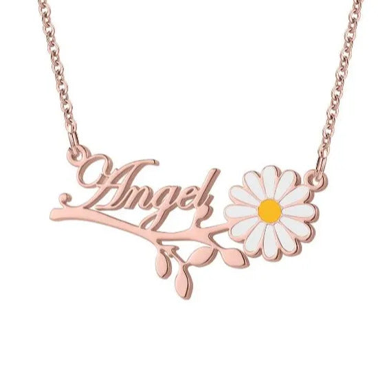 😍🌺Колие с име от бяло цвете
