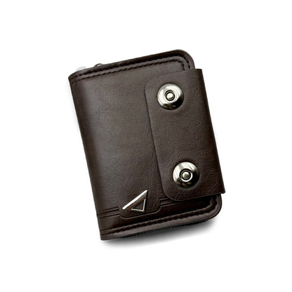 🔥【Гореща продажба】Нов мъжки къс портфейл, дизайн с двойна катарама, голям капацитет, множество отделения за карти.