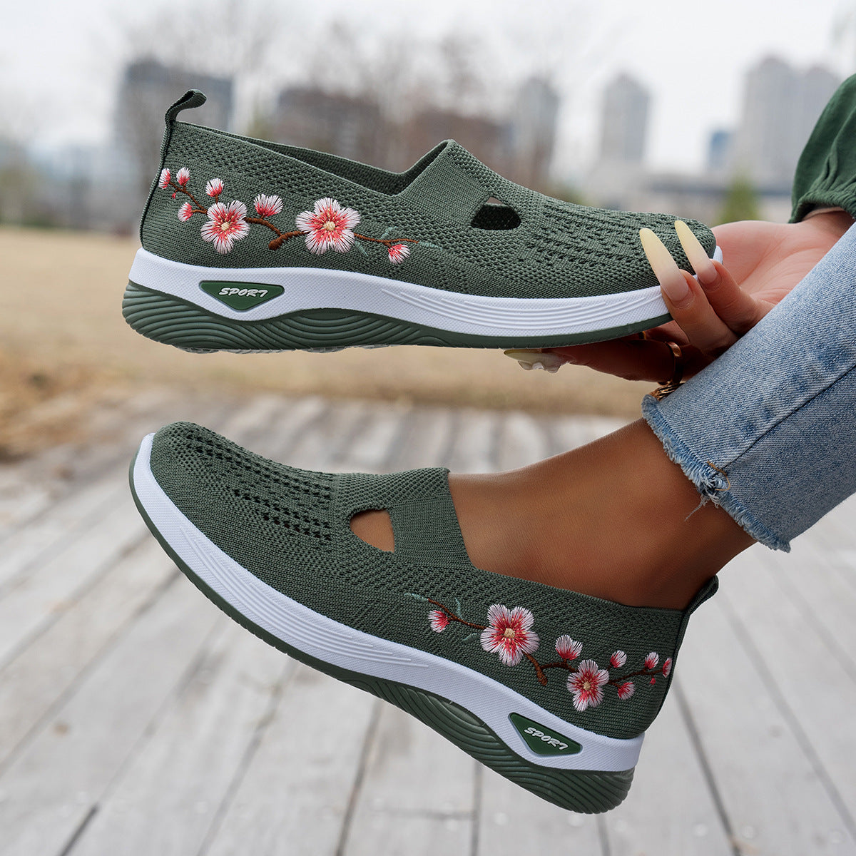 🌸👟Дамски дишащи ежедневни обувки с плетена материя
