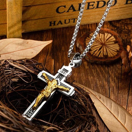 ✨【Оферта за ограничено време】✝️Колие с кръст на Исус---✝️Този кръст е символ на Исус Христос.