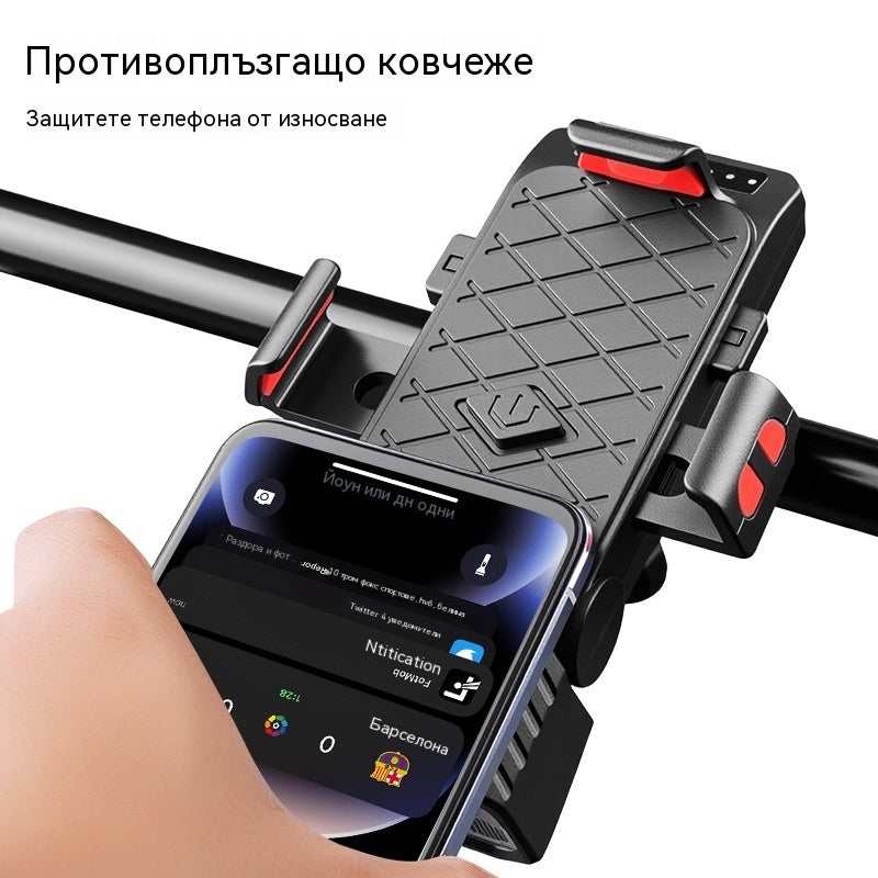 【🔥1 артикул за 28 евро】🚲💡4-в-1 високоговорител, светлина и поставка за телефон за планински велосипед, презареждаща се.