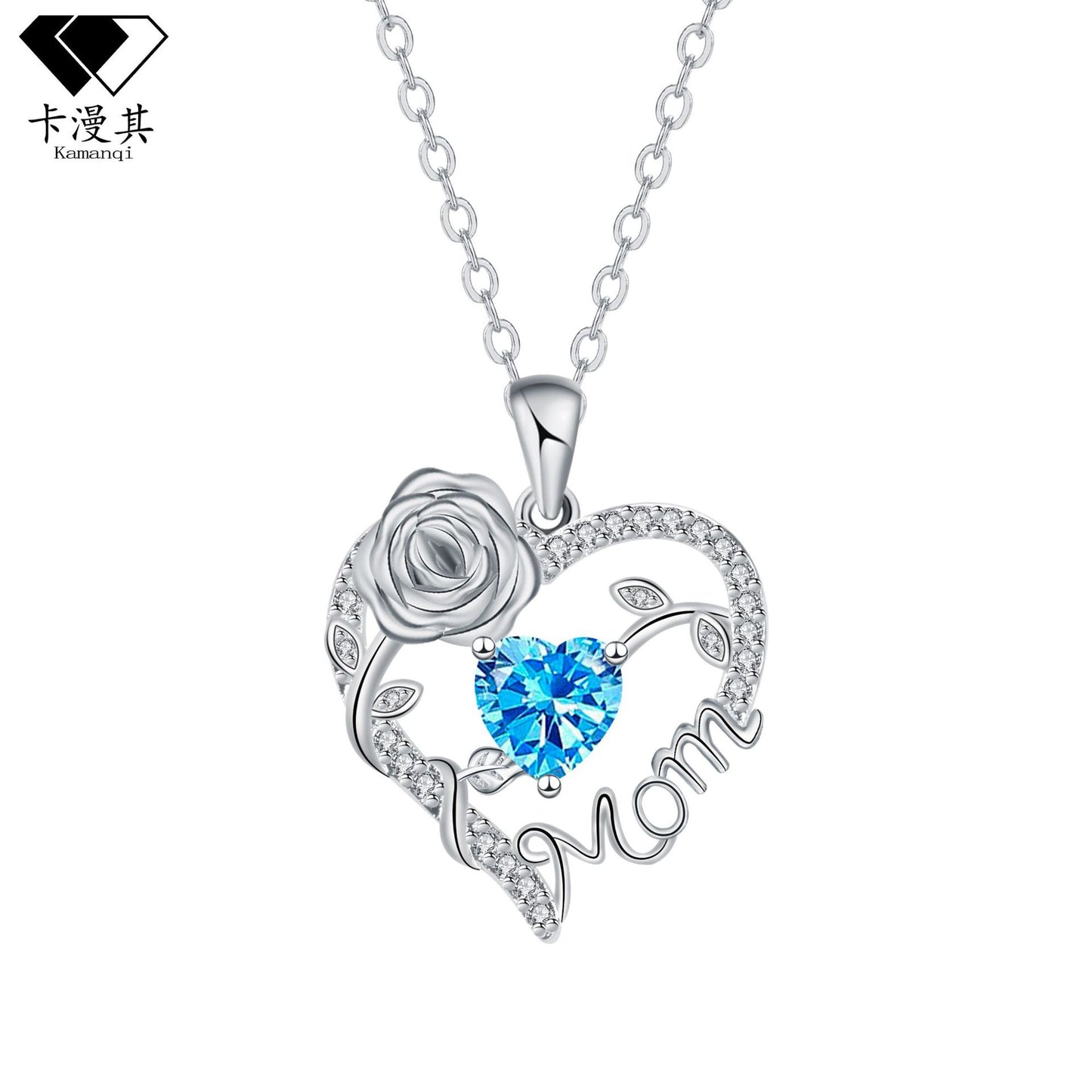 ✨Елегантно колие с висулка във формата на сърце с роза