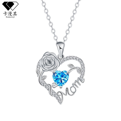 ✨Елегантно колие с висулка във формата на сърце с роза