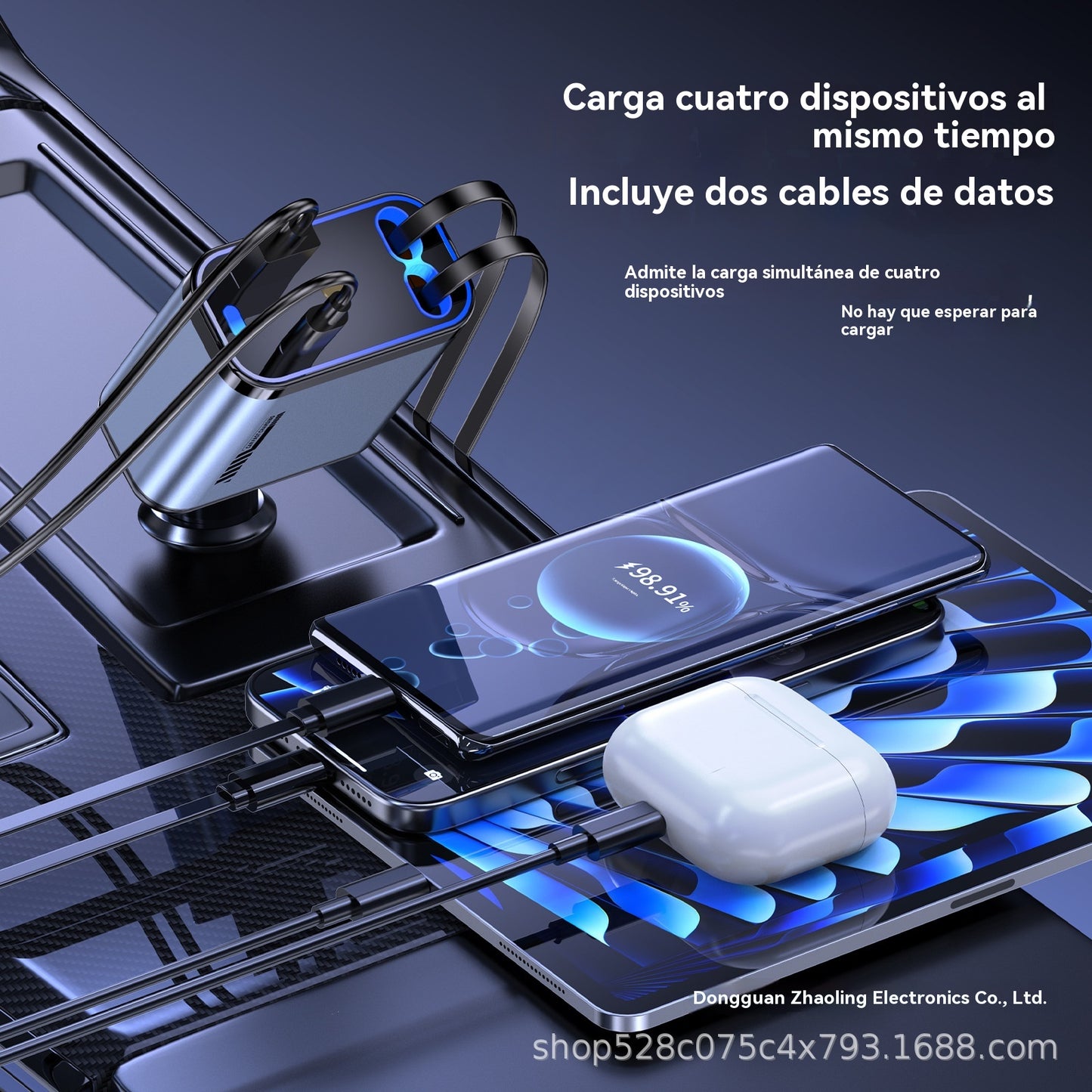 ⚡✨ Ултрабързо зарядно за кола: Два прибиращи се USB-C порта със Starlight околна светлина и интелигентна защита 🚗💫