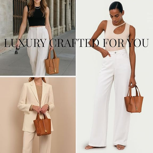 👜 Чанта-кофа от естествена кожа с връзки за закопчаване и мини цип.