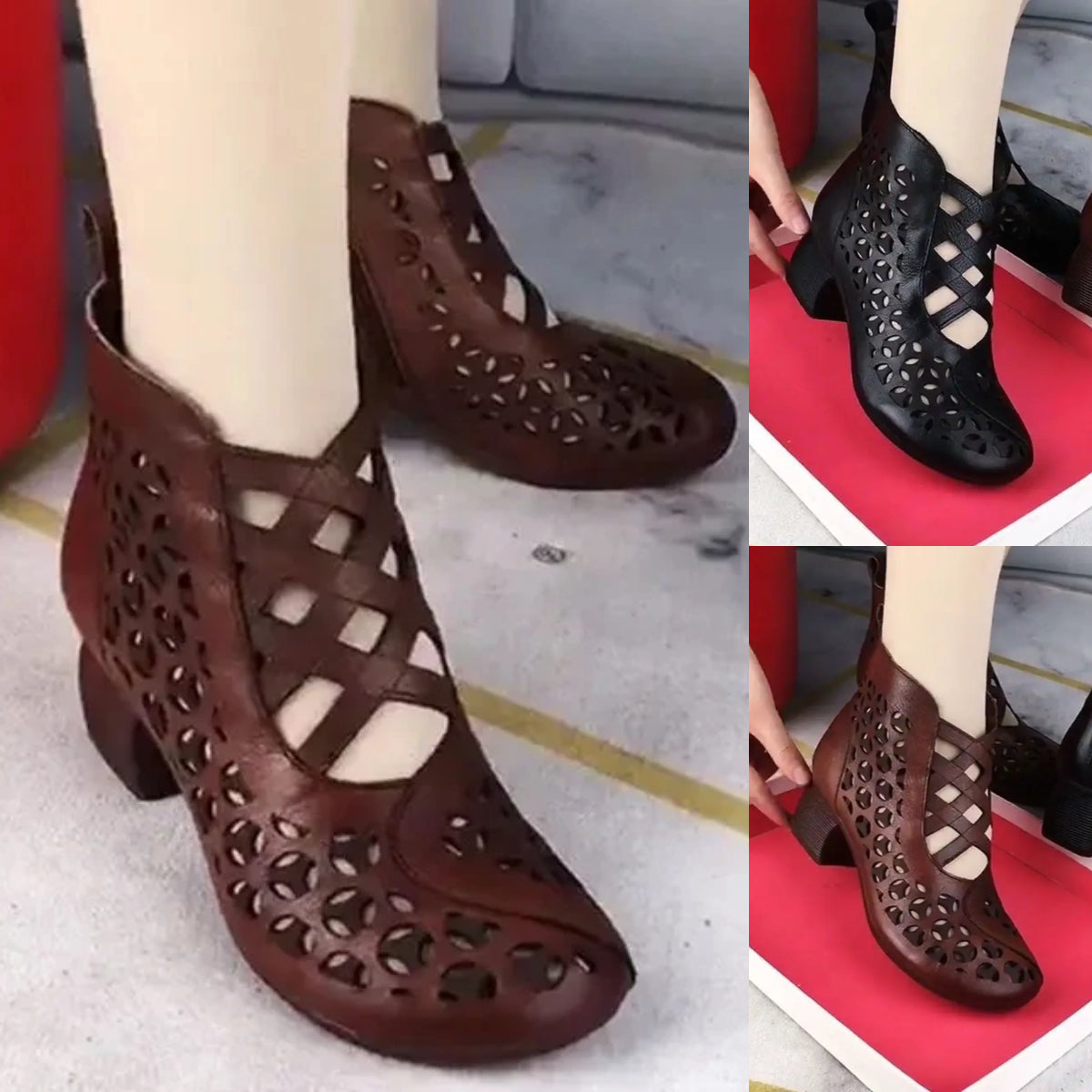 👠【35-41】Нови удобни кожени обувки с мека подметка и куха подметка за жени