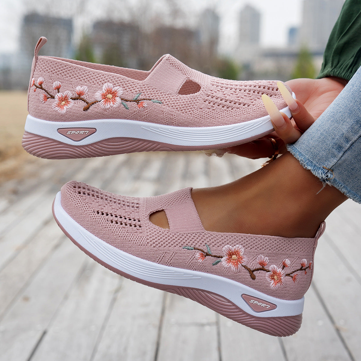 🌸👟Дамски дишащи ежедневни обувки с плетена материя