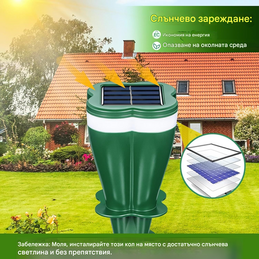 Продукт в промоция - 50% отстъпка ☘️ Водоустойчив репелент за животни със слънчева енергия
