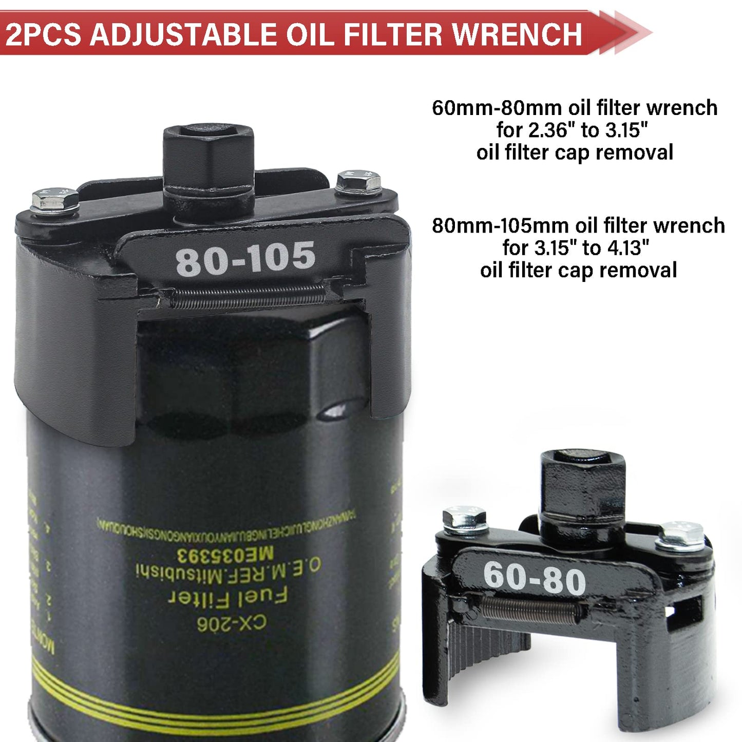 🔥【60-80 мм】🚗Регулируем U-образен ключ за отстраняване на автомобилен филтър