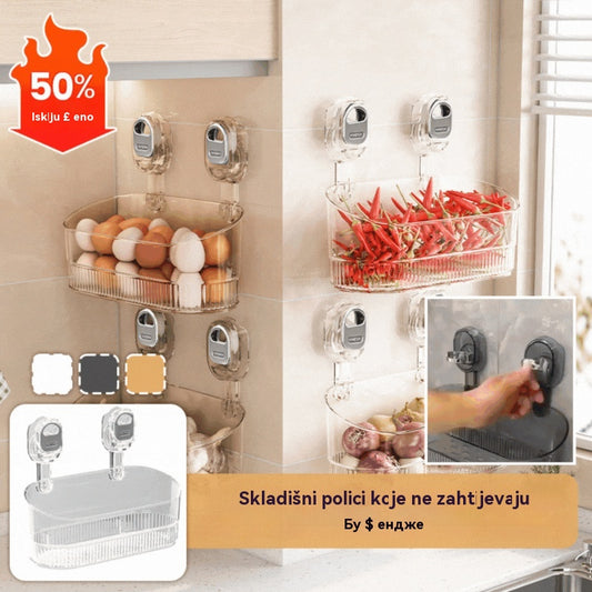 【Купете 1, вземете 1 безплатно】🧲 Рафт с вендуза - Не е необходимо пробиване - Голям капацитет, здрав и с оттичане за баня и кухня ✨