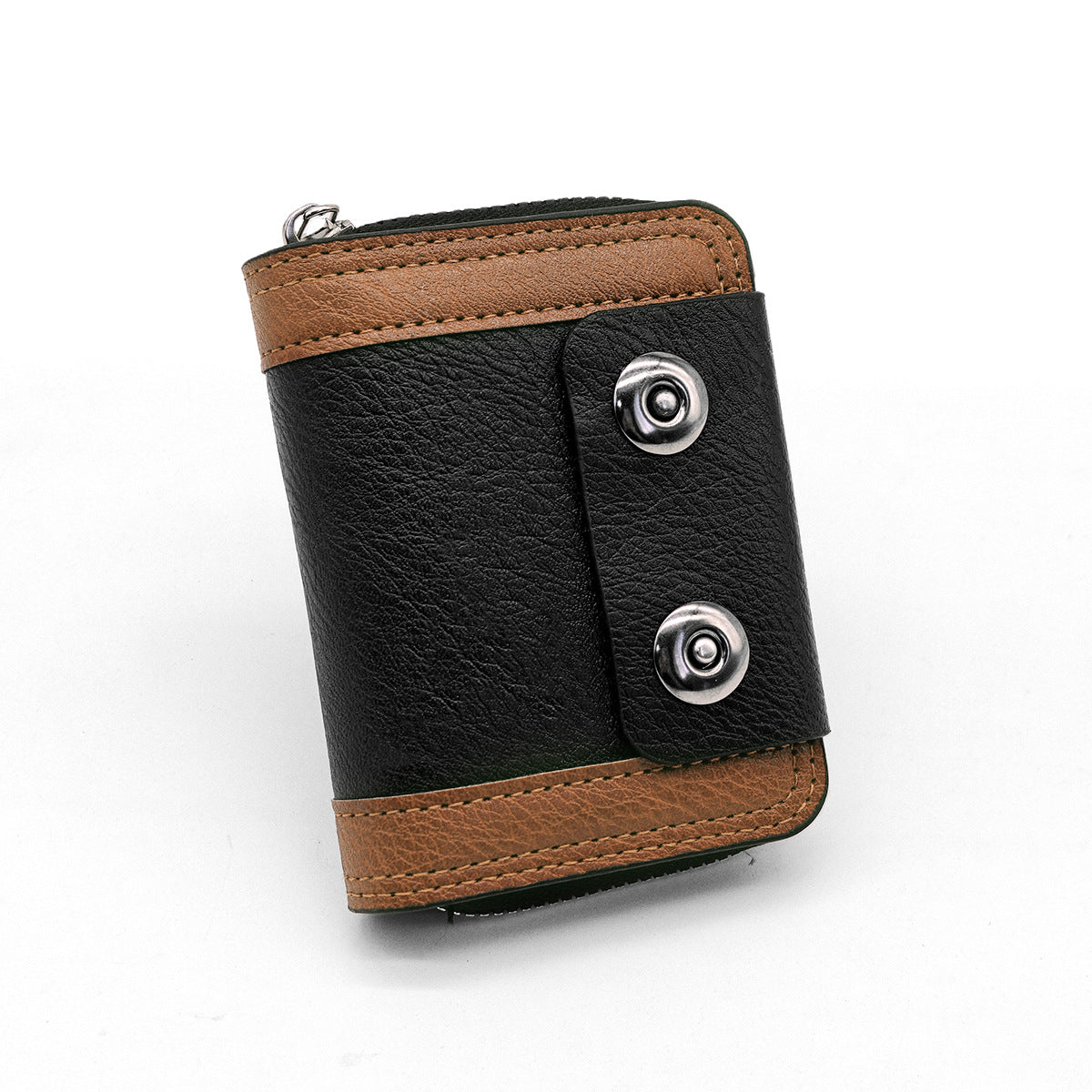 🔥【Гореща продажба】Нов мъжки къс портфейл, дизайн с двойна катарама, голям капацитет, множество отделения за карти.