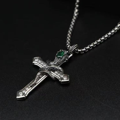 🔥【Купете 1, вземете 1 безплатно】✝️Сребърно колие със змийски кръст