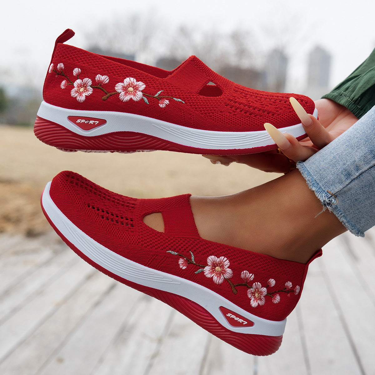 🌸👟Дамски дишащи ежедневни обувки с плетена материя