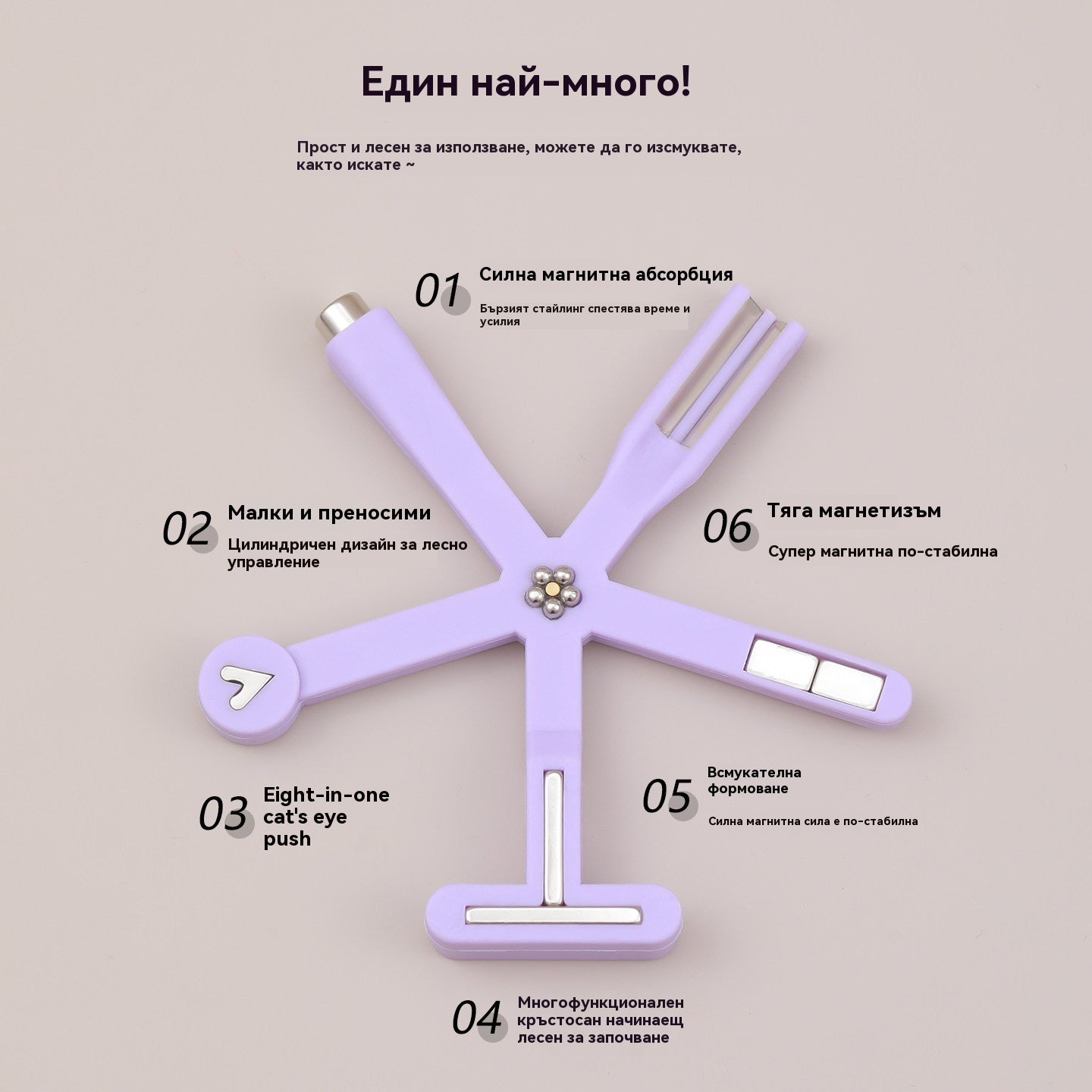 💅🧲🎨Горещи продажби🔥8в1 магнитна декорация за нокти с котешко око, силен магнитен ефект, многофункционален инструмент с котешко око